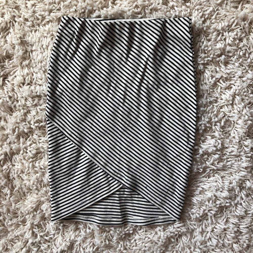 Striped Wrap Bodycon Skirt